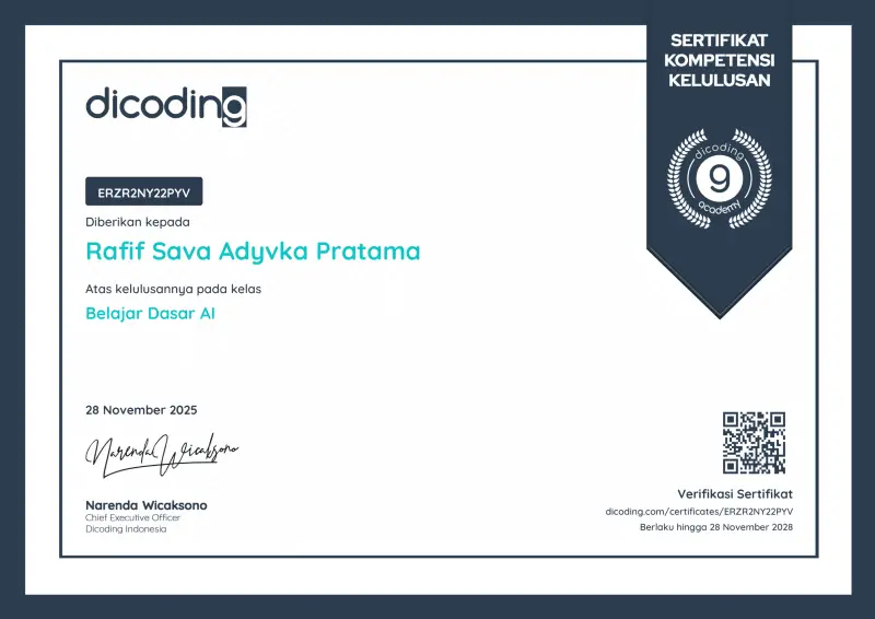 Official certificate for Artificial Intelligence Basics