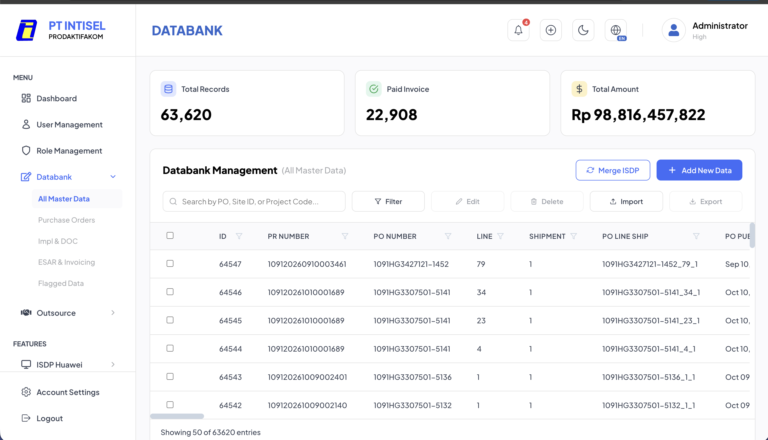 Virtualized Operations Databank Table