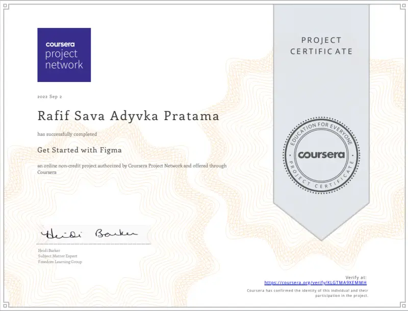 Official certificate for Dasar UI/UX Design