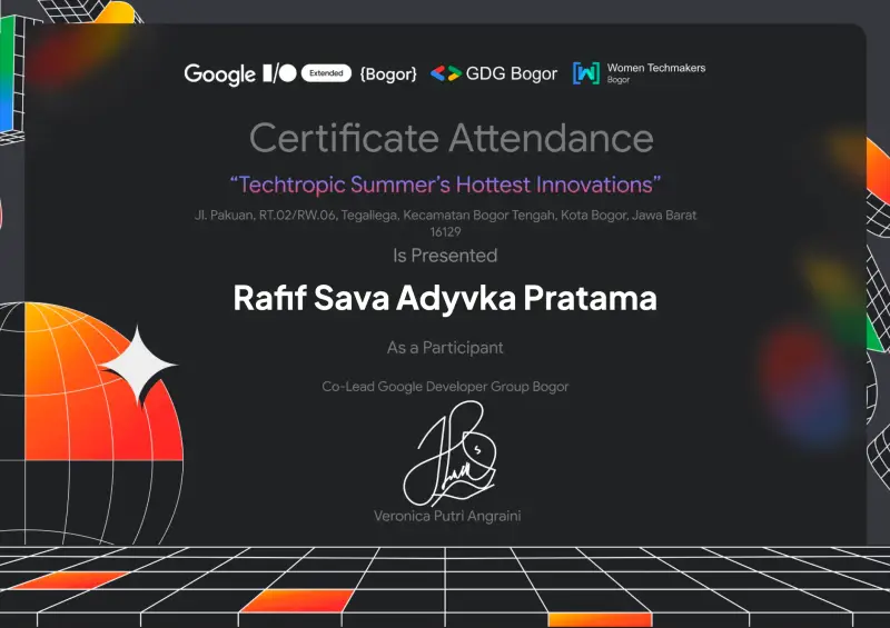 Official certificate for Google Developer Groups Participant