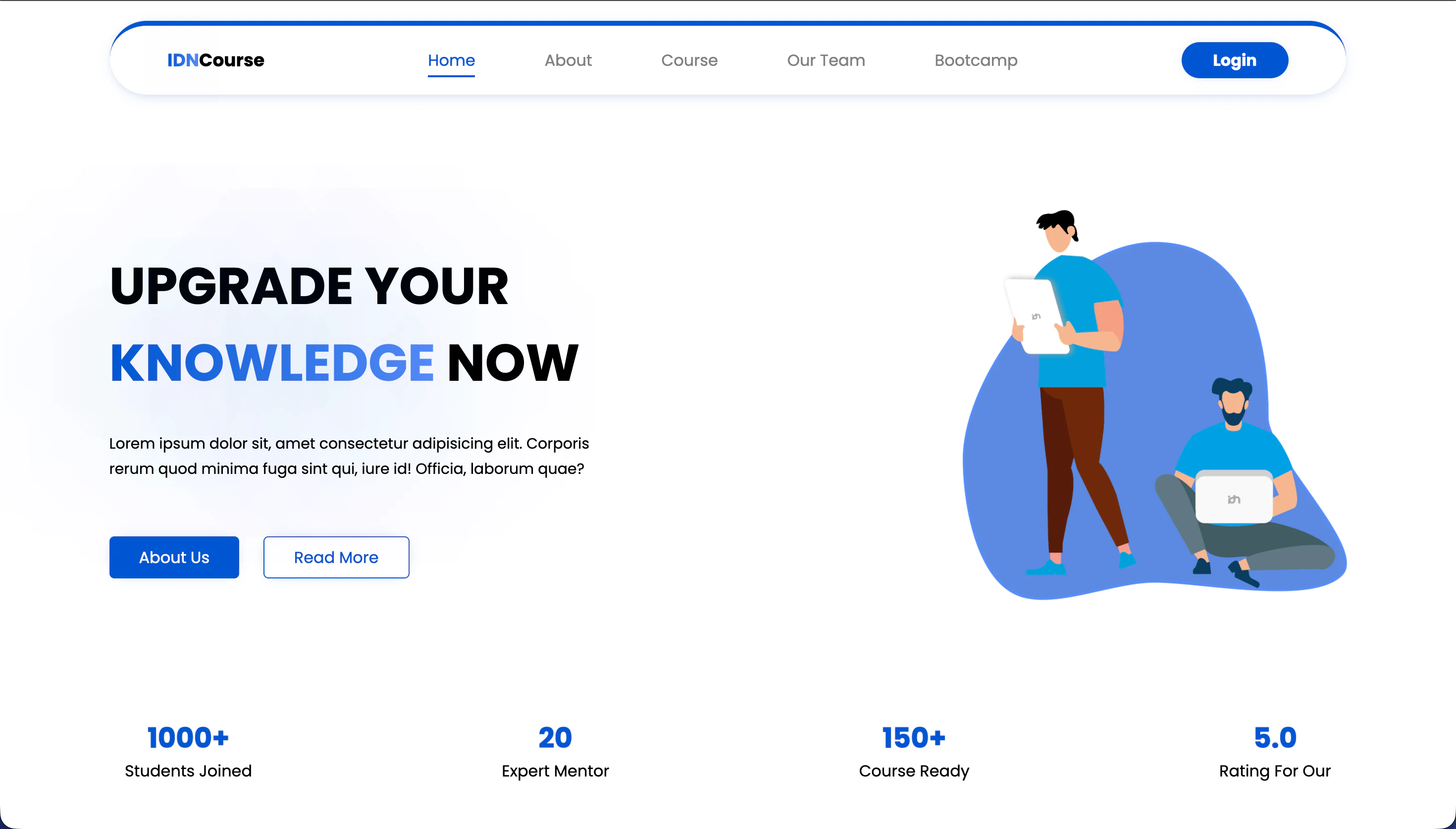 Modern E-Learning Hero & Metric Counter