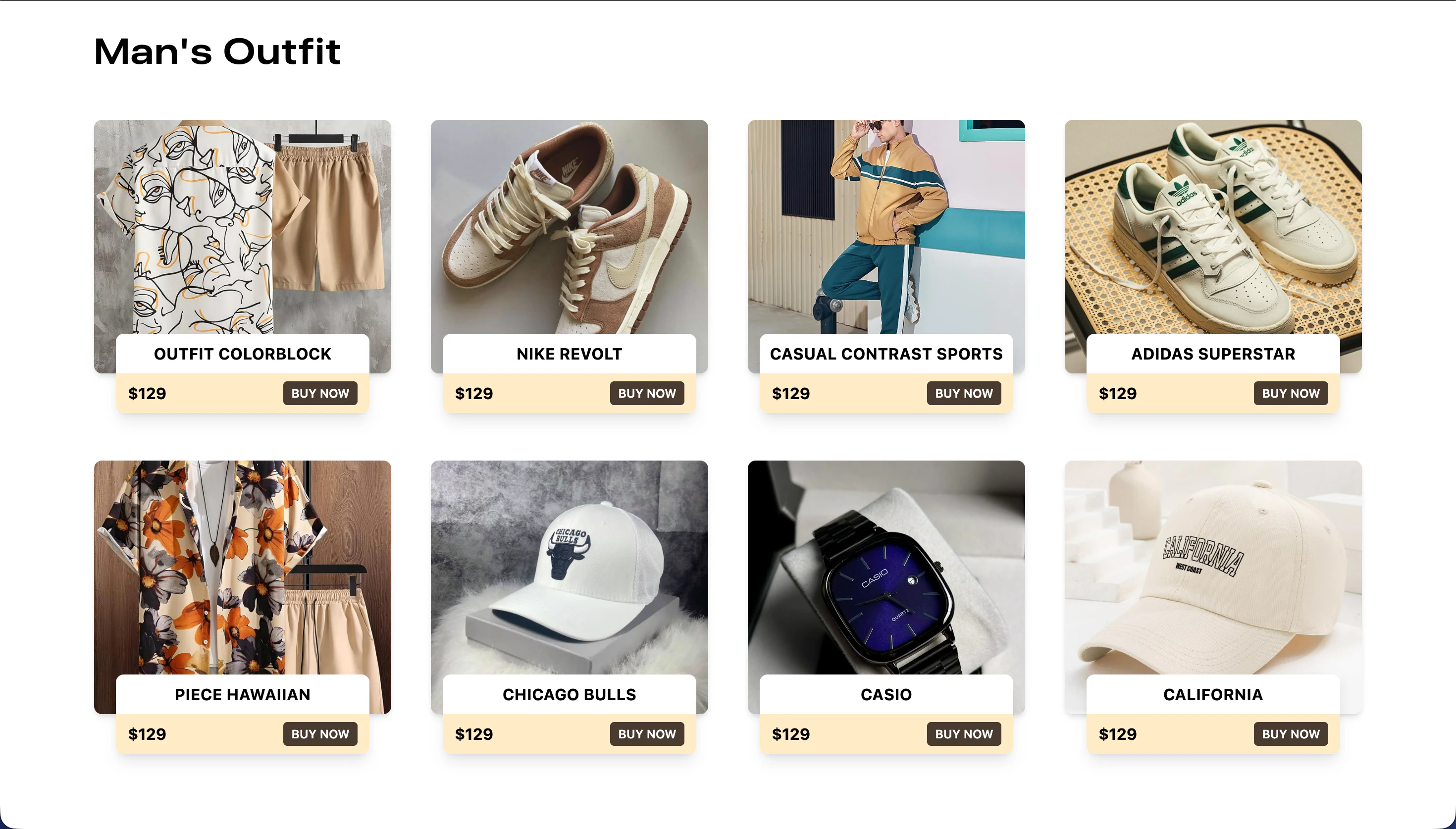 Multi-Category Streetwear Catalog & Product Grid