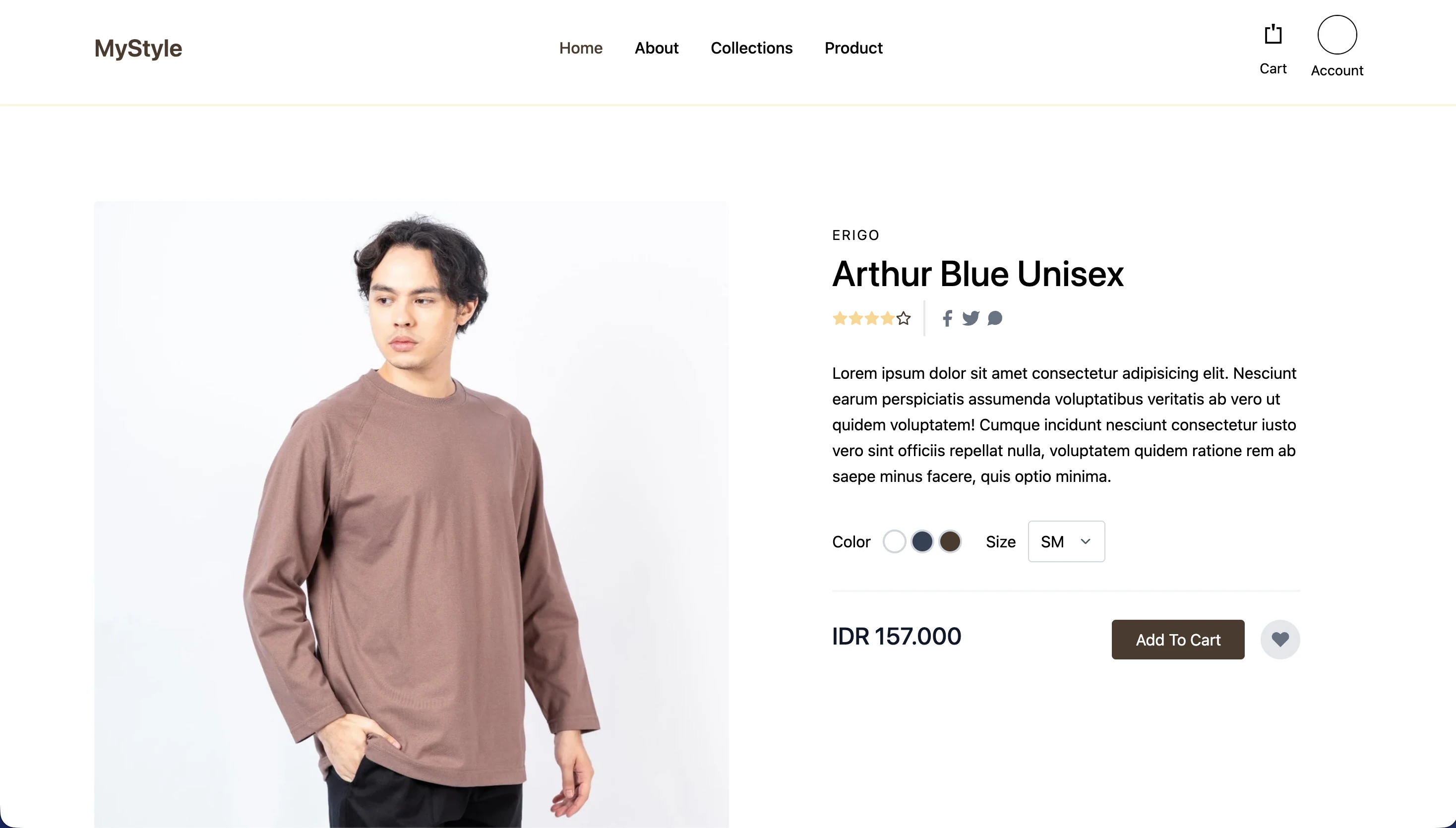Detailed Product View & Purchase Drawer ('Arthur Blue Unisex')